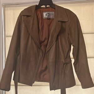 American Leather Women's Brown Leather Zip Jacket